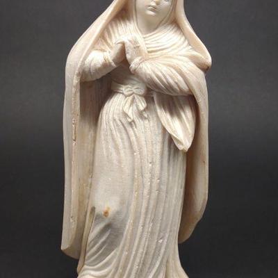 Carved Marble Sculpture of Virgin Mary (8" tall)