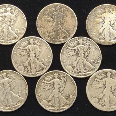 (8) Walking Liberty Half Dollar US Coins