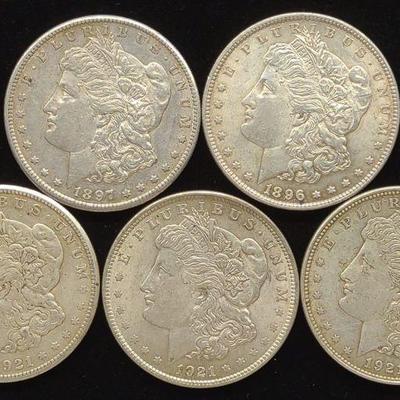 (5) Morgan Dollar US Coins