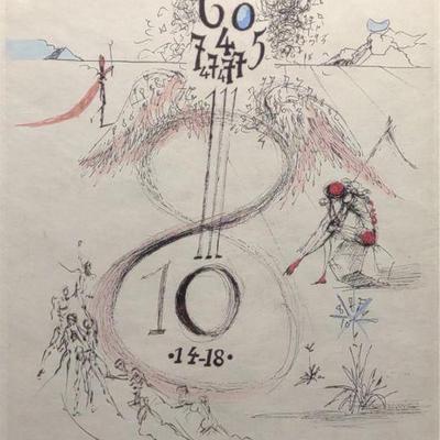 Salvador Dali Signed 'War of 1914' Etching w/ COA