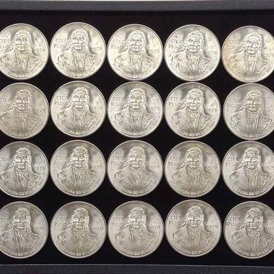 (20) 1979 72% Silver Cien (100) Pesos Coins