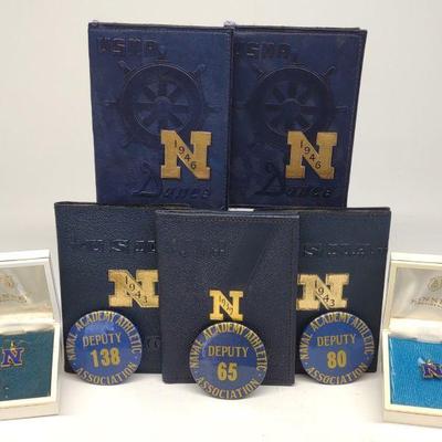 (10) WWII US Naval Academy Dance Cards & Pins
