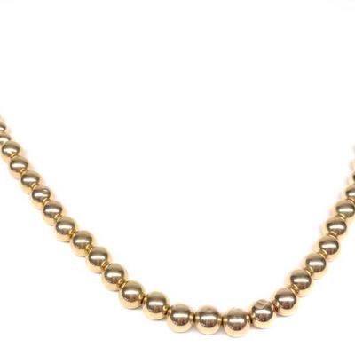 14K Yellow Gold Beaded Necklace (33" Long)