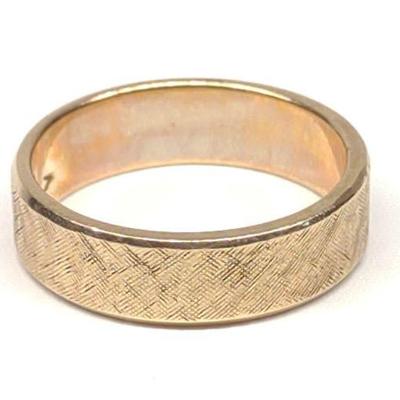 14K Yellow Gold Etched Wedding Band Ring (sz 5.5)