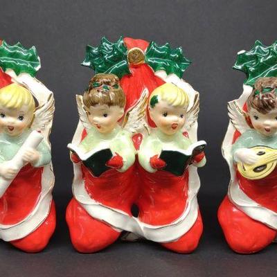3 Japan Christmas Caroler Angels in Stockings