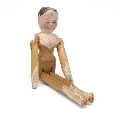 4.5" Antique 19th c. Peg Wooden Doll