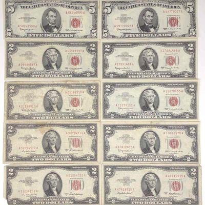 (10) US Red Notes Paper Currency