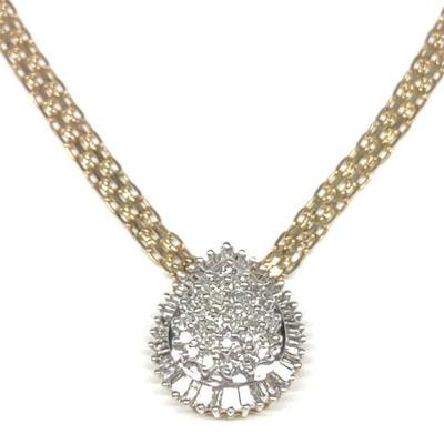 10K Gold Diamond Cluster Pendant Necklace