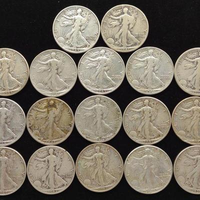 (17) Walking Liberty Half Dollar Coins