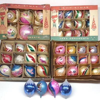 (42) VintageTear Drop Glass Christmas Ornaments