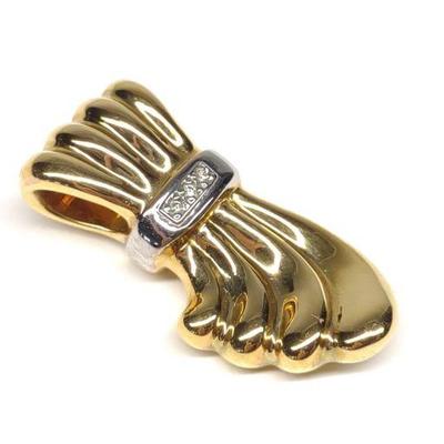 14K Gold & Diamond Modernist Scarf Pendant