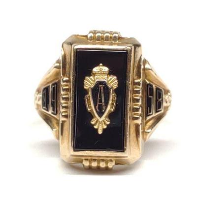 1955 10K Gold & Onyx Class Ring (sz 8)