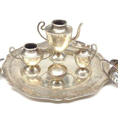 7 pc. Sterling Silver Miniature Tea Set
