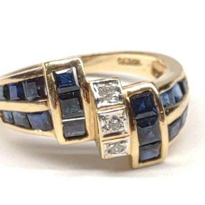 14K Gold Sapphire & Diamond Ring (sz 7.75)