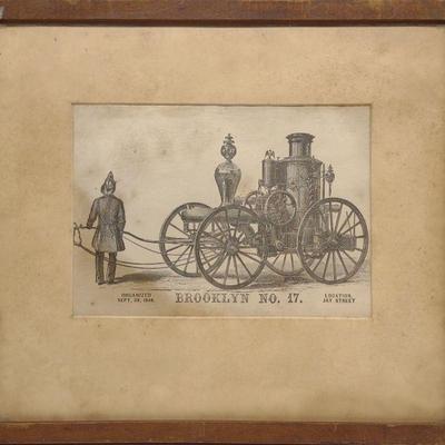 Antique N.Y. No 17 Steam Fire Engine Engraving