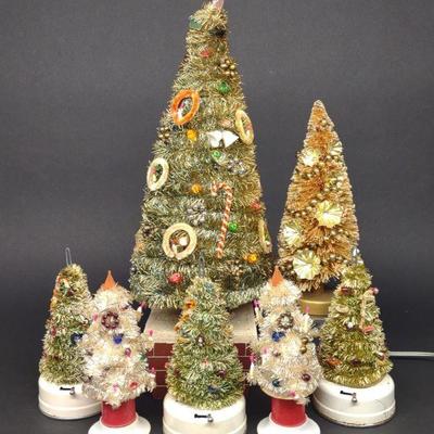 (7) Vintage Japan Bottle Brush Christmas Trees