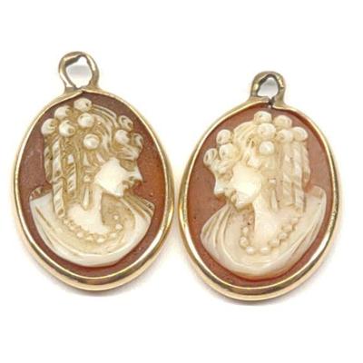 Pair of 14K Gold Carved Cameo Earring Mounts