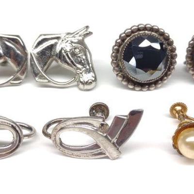 4 Pairs of 10K Gold & Silver Clip On Earrings