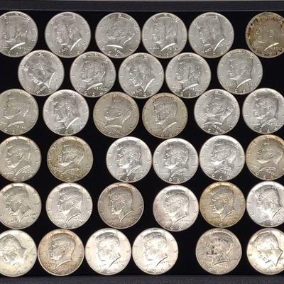 (35) 1964 Kennedy Half Dollar 90% Silver US Coins