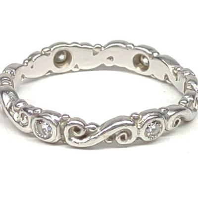 Platinum Diamond Scroll Eternity Band Ring sz 5.75