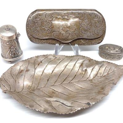 Sterling Silver Pill Boxes, Dish, & Glasses Case