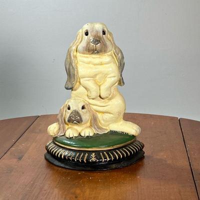 UPPER DECK BUNNY RABIT DOOR STOP | Door stopper in the form of two bunny rabbits, one on top of the other, marked on the reverse. - l. 10...