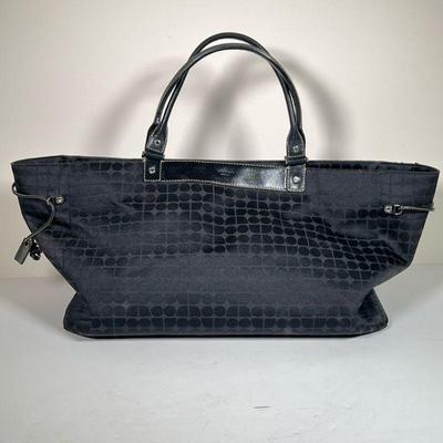 KATE SPADE CANVAS SATCHEL | Black Kate spade canvas shoulder bag with leather straps. - l. 22 x w. 7 x h. 11-1/2 in

