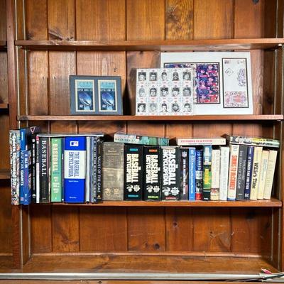 LOT OF BASEBALL & FOOTBALL BOOKS | Baseball, NY Giants, etc., plus two Superbowl XXI tickets framed together; including books...
