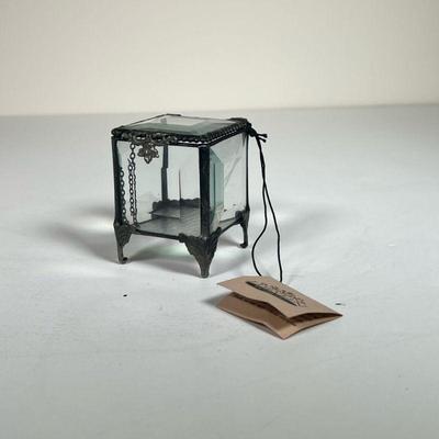 [NWT] J. DEVLIN GLASS JEWELRY BOX | Square beveled glass and metal jewelry box by J. DEVLIN Glass Art, having beveled glass sides &...