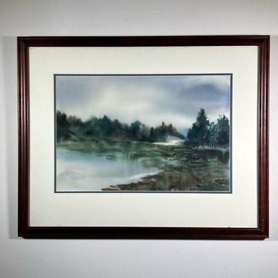ADA KERA-FRIEDMAN WATERCOLOR | Northern Lake landscape painting, watercolor on paper (14 x 21 in. sight), signed lower right. - l. 30.25...