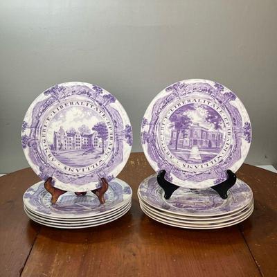 (2PC) PAIR CROCK-FORM LAMPS | Pair of bedside lamps in the shape of ceramic crock decorated with blue flowers and gilt rims. - h. 18 x...