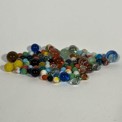 GLASS MARBLES | Collection of misc. marbles of varying sizes. - l. 4-1/2 x w. 3 x h. 4 in

