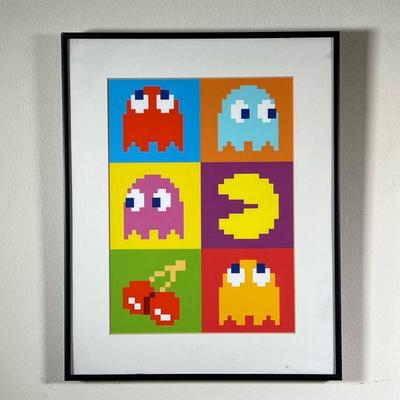 FRAMED PACMAN SQUARES | Pac-man arcade wall art. - l. 13-3/4 x w. 16 in


