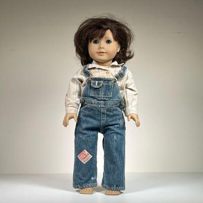 RETIRED AMERICAN GIRL DOLL | Retired American Girl Doll in Kit Kittredge's pleasant company denim overalls. - h. 18 in

