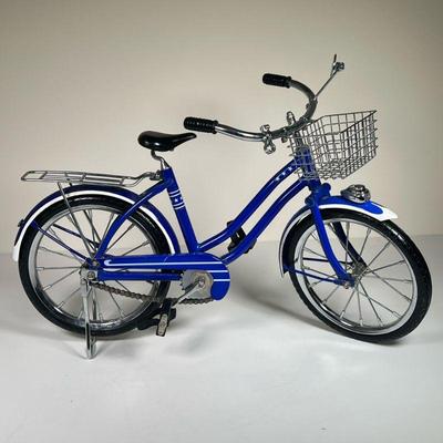 AMERICAN GIRL BICYCLE | Molly McIntire's bike, blue cruiser with basket (retired). - l. 20 x w. 8-1/4 x h. 13 in

