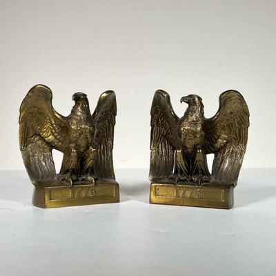 VINTAGE BRONZE EAGLE BOOKENDS | Pair of 1776 bronze American Eagle bookends by the Philadelphia Manufacturing Company. - l. 6 x w. 3 x h....