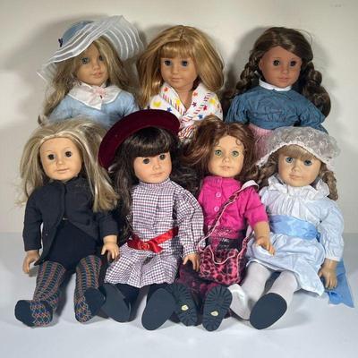 (7PC) AMERICAN GIRL DOLLS | Seven different American Girl dolls, including Samantha in her original outfit, some without their original...
