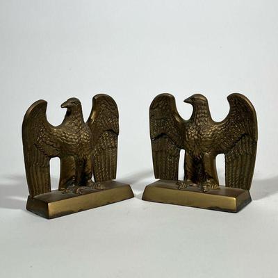 PAIR BRASS EAGLE BOOK ENDS | l. 6 x w. 2-1/2 x h. 6 in.

