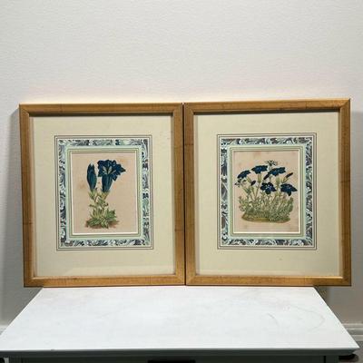 (2PC) PAIR ALFRED BENNETT FLORAL LITHOGRAPHS | Original chromolithographs from Flora of the Alps 1896 by Alfred Bennett, 5.25 x 4.25 in....