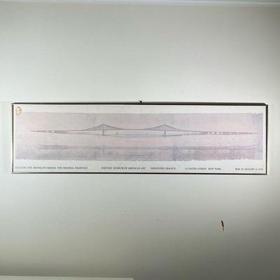 FRAMED COPY OF BUILDING OF THE BROOKLYN BRIDGE | Whitney Museum of American Art. - l. 59 x h. 16-1/4 in

