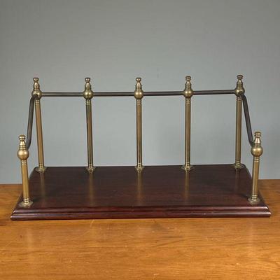SELAMENT DESIGNS BOOK SHELF | Brass and wood wall shelf in good condition marked Selament Designs. - l. 20-1/2 x w. 9-1/2 x h. 9-1/2 in

