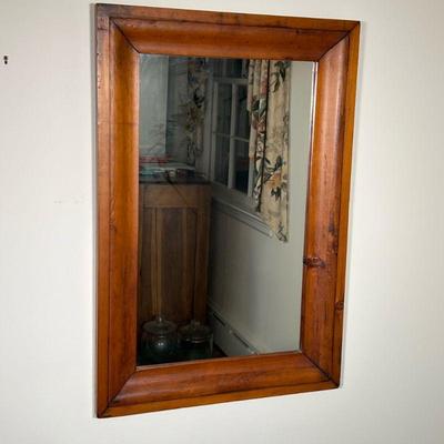 WOOD FRAMED MIRROR | Large mirror in wood frame. - l. 35 x w. 24 in

