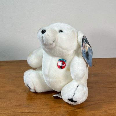 1993 COCA-COLA POLAR BEAR | Vintage Coca-Cola polar bear stuffed animal with tag. - l. 7 x w. 6 x h. 7 in

