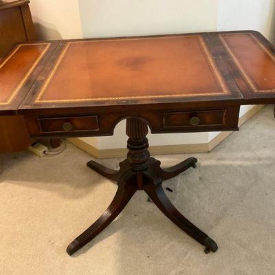 Leather Top Dropside Table