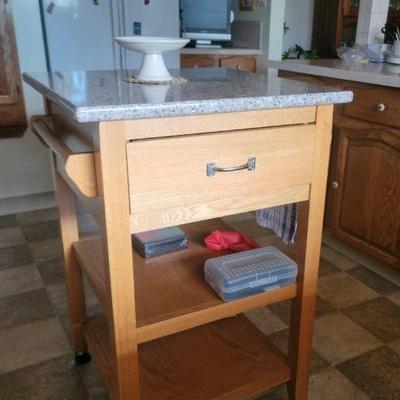 Marble top kitchen cart on wheels