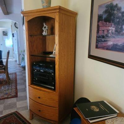 2 bottom drawer cabinet with glass shelves