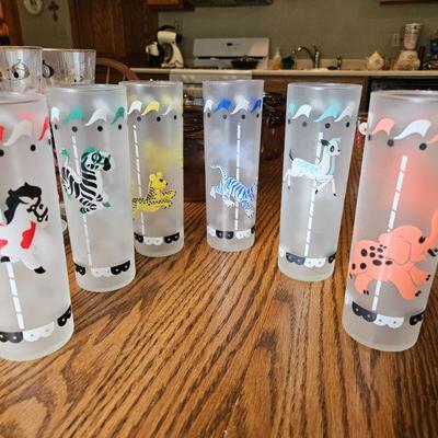 Libbey Carousel Tumblers MCM    set of 6