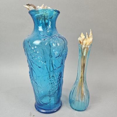 Lot 184 | Blue Vases w Seashell Decor
