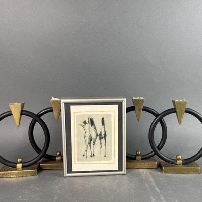 Lot 389 | Marino Marini Litho & Vintage Candleholders
