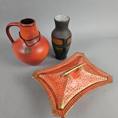 Lot 266 | Vtg Orange Enameled Dish & German Pottery
